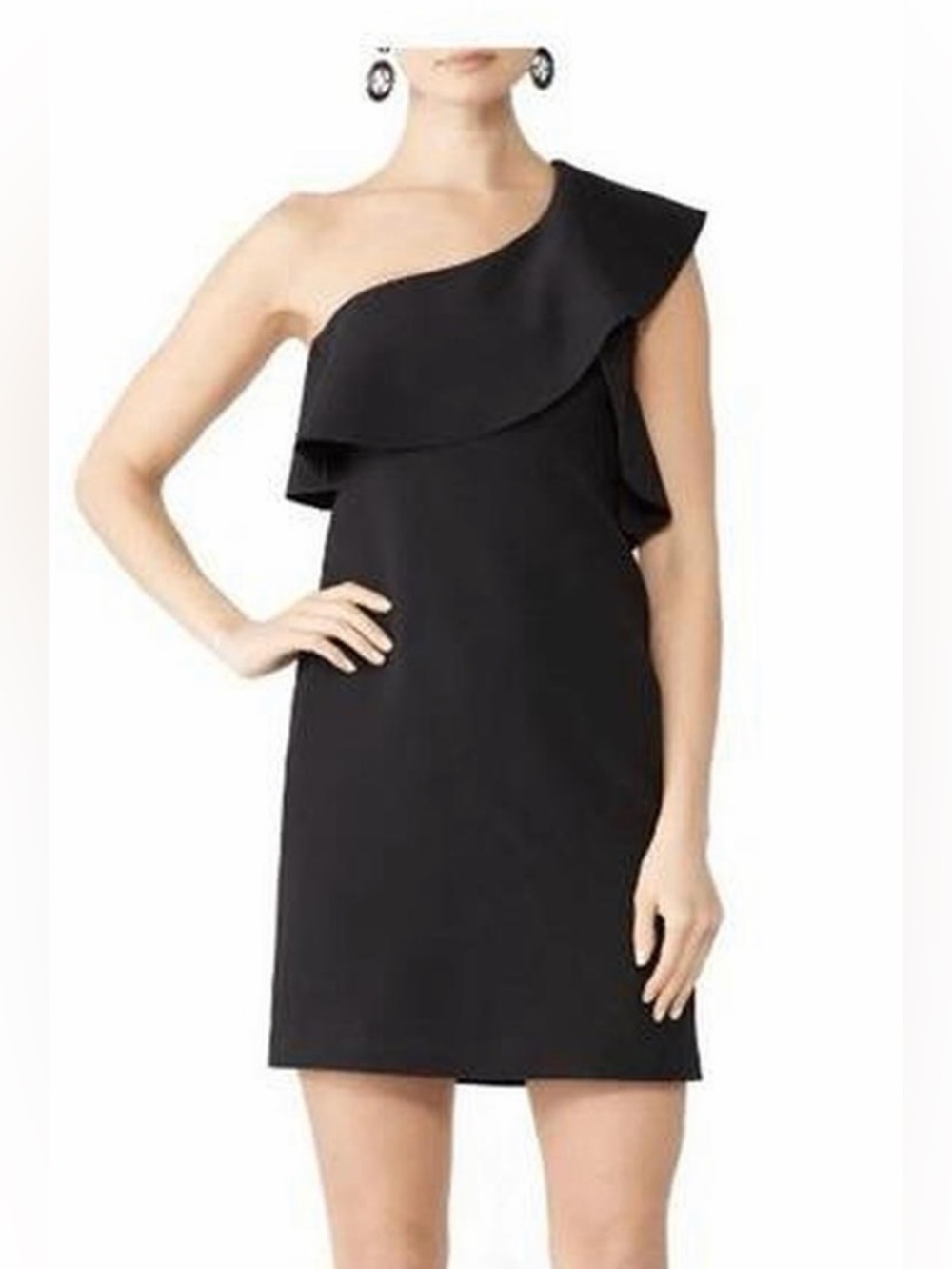 Slate and Willow One-Shoulder Black Ruffle Cocktail Dress size 2